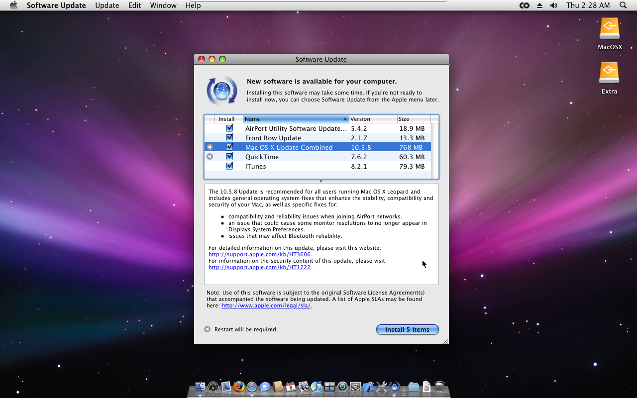Upgrade mac os x 10.5.8
